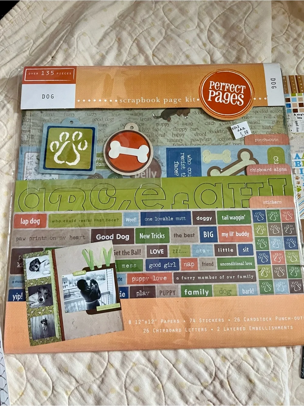 Dog-Themed Scrapbook Kit Junk Journal or Party Supplies - Brown/Cream